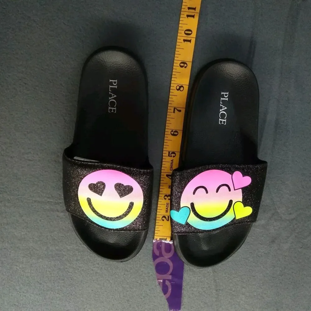 Happy Emoji Slides Sandal Shoes Slipper Size 2 Smile Slip On Children Place Flap